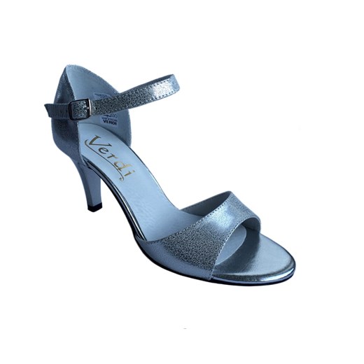 Niebieskie sandały damskie Verdi bez wzorów z klamrą na lato eleganckie na średnim obcasie 