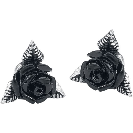 Alchemy Gothic - Black Rose Ear Studs - Komplet kolczyków - czarny odcienie srebrnego   OneSize 