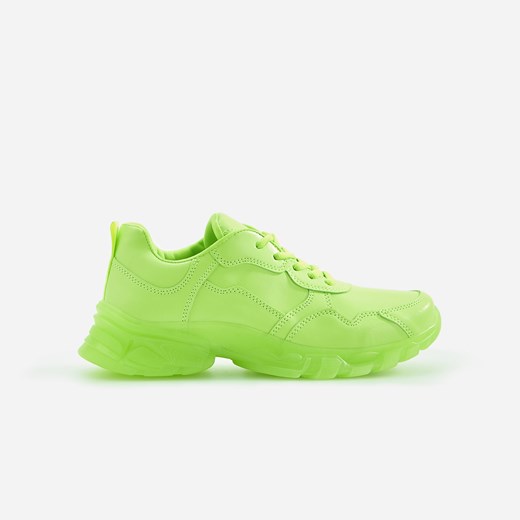 Buty sportowe damskie Reserved do biegania zielone wiosenne sznurowane bez wzorów 