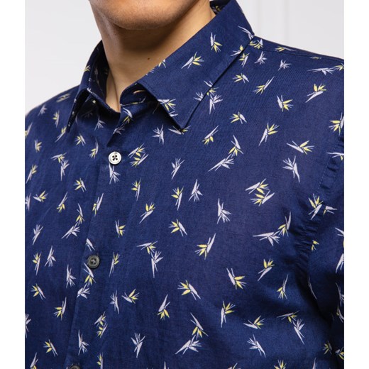 Niebieska koszula męska BOSS Hugo młodzieżowa w abstrakcyjne wzory 