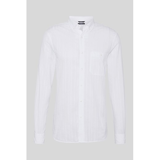 C&A Koszula-Slim Fit-przypinany na guziki kołnierzyk-w paski, Biały, Rozmiar: XL