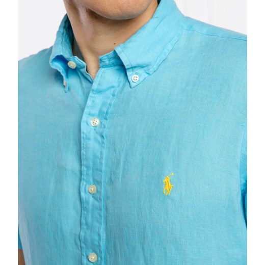 Koszula męska Polo Ralph Lauren bez wzorów z lnu z krótkim rękawem casual 
