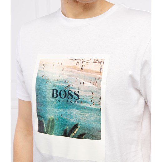 Biały t-shirt męski BOSS Hugo z krótkim rękawem 