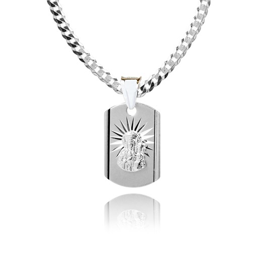 925 Srebrny łańcuszek medalik DEDYKACJA 50 cm LM46    Global Silver