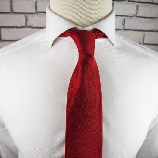 Krawat jedwabny czerwony gładki EM 98 Em Men`s Accessories   EM Men's Accessories