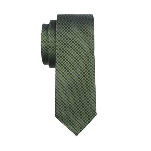 Krawat jedwabny zielony w kratkę EM 26  Em Men`s Accessories  EM Men's Accessories