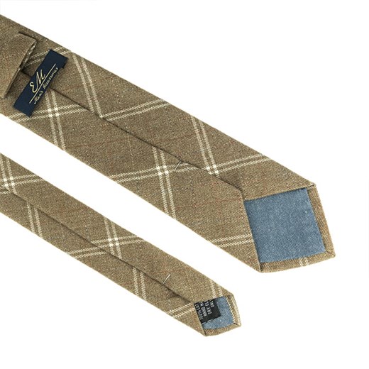 Krawat bawełniany beżowy w kratę EM 4  Em Men`s Accessories  EM Men's Accessories