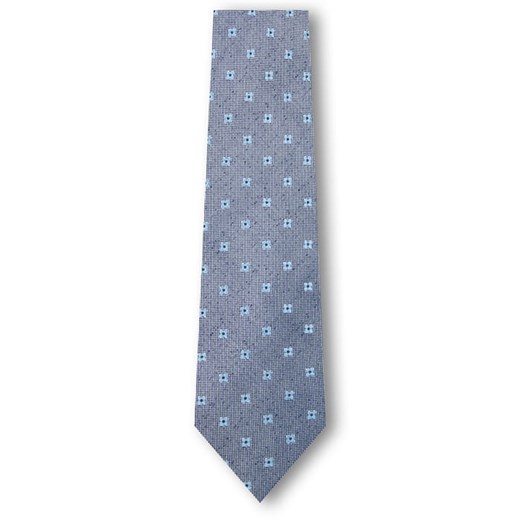 Krawat jedwabny szary błękitny kwiaty EM 7 Em Men`s Accessories   EM Men's Accessories
