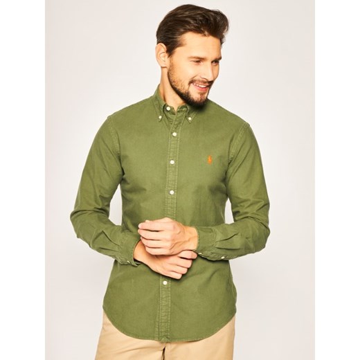 Koszula męska Ralph Lauren zielona z kołnierzykiem button down z długimi rękawami 