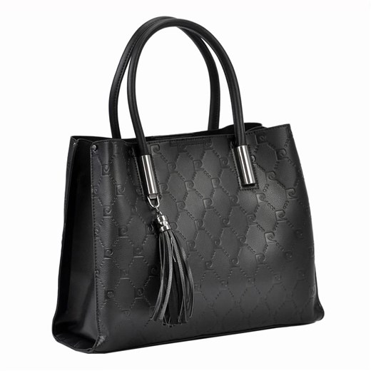 Brązowa shopper bag Pierre Cardin do ręki duża z tłoczeniem elegancka 