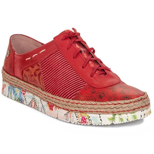 Espadryle damskie czerwone Maciejka sznurowane jesienne