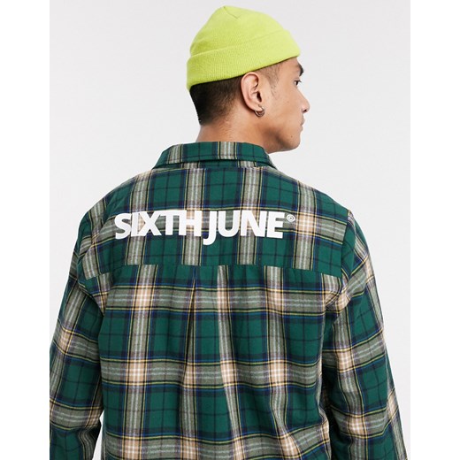 Sixth June – Zielona koszula w kratkę z logo z tyłu-Zielony  Sixth June XS Asos Poland