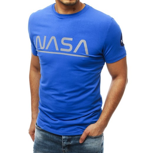 T-shirt męski z nadrukiem NASA niebieski RX4104 Dstreet  XXL wyprzedaż  