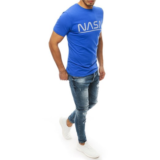 T-shirt męski z nadrukiem NASA niebieski RX4104  Dstreet M  okazyjna cena 