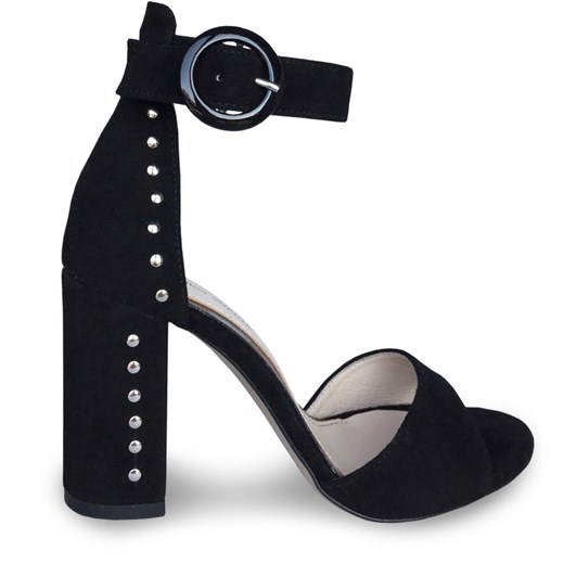 Sandały damskie Calzado na średnim obcasie z klamrą bez wzorów eleganckie skórzane 