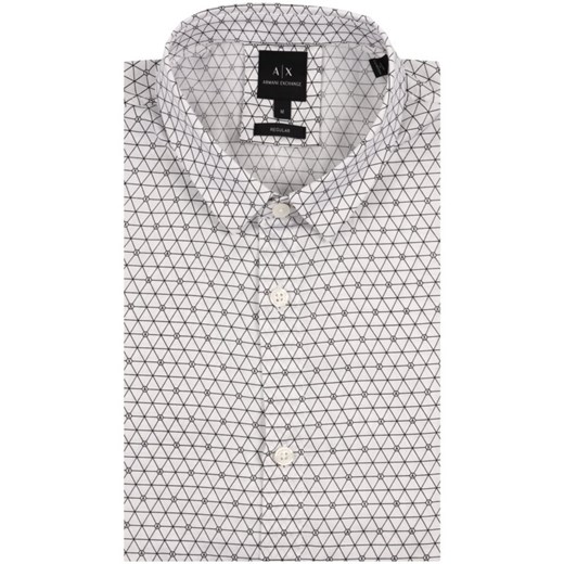 Koszula męska Armani Exchange młodzieżowa z długim rękawem biała w abstrakcyjne wzory 