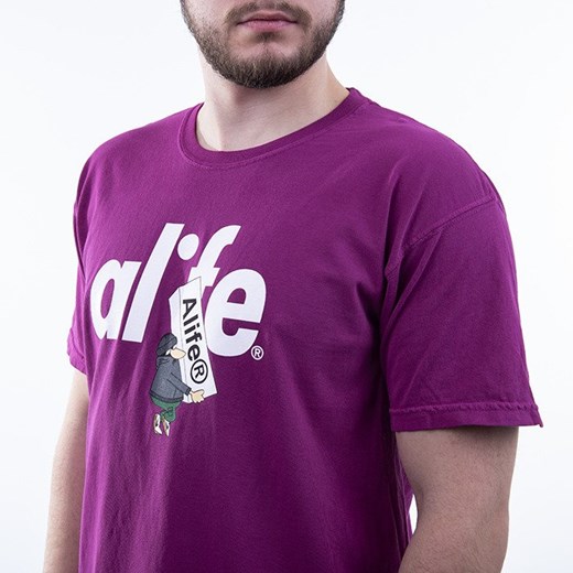 Fioletowy t-shirt męski Alife z krótkim rękawem 