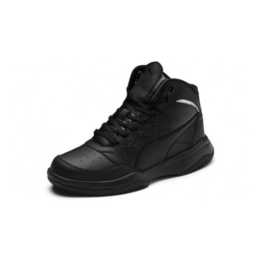 Buty sportowe damskie czarne Puma do koszykówki w stylu młodzieżowym sznurowane płaskie gładkie 