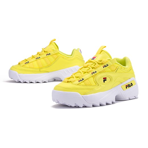 Buty sportowe damskie Fila żółte wiązane bez wzorów 