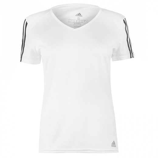 Bluzka damska biała Adidas na wiosnę z krótkimi rękawami z okrągłym dekoltem 