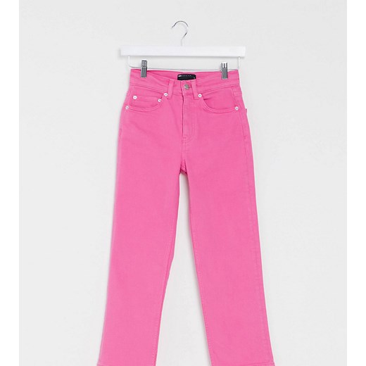 ASOS DESIGN Petite – Różowe jeansy z prostymi nogawkami podwyższonym stanem i stretchem-Różowy