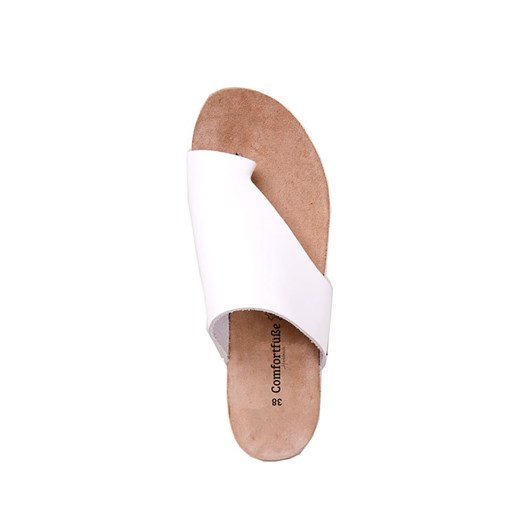 Białe sandały damskie Comfortfusse z nubuku 