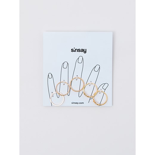 Sinsay - 5 pack pierścionków - Złoty Sinsay  One Size 