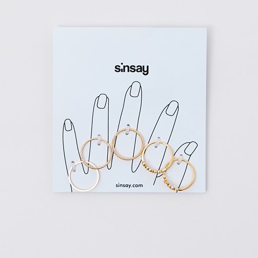 Sinsay - 5 pack pierścionków - Złoty  Sinsay One Size 
