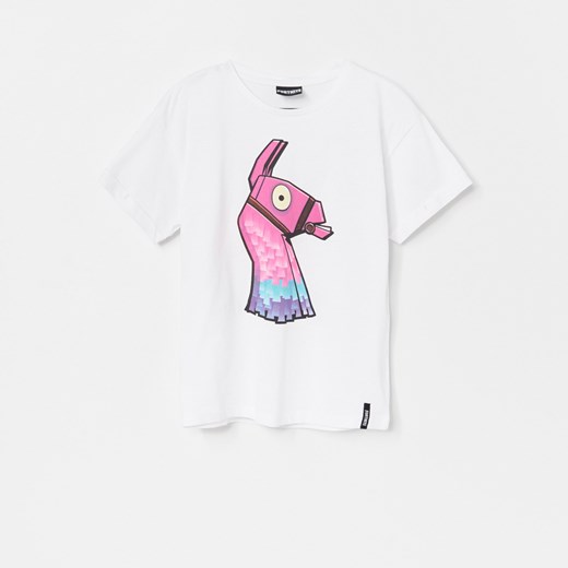 Reserved - Bawełniany t-shirt Fortnite - Biały  Reserved 134 