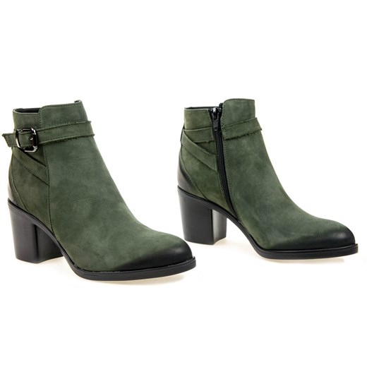 Zielone botki Sala casualowe na zamek z nubuku bez wzorów 