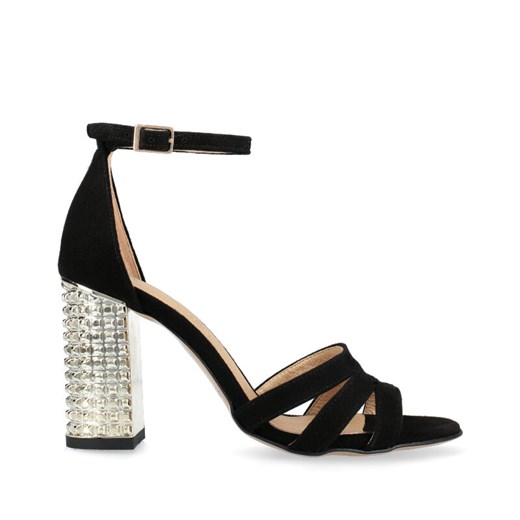Sandały damskie Arturo Vicci czarne na wysokim obcasie letnie bez wzorów eleganckie 