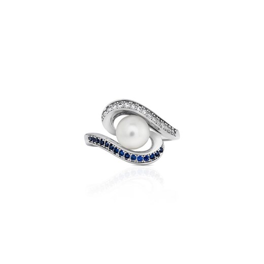 Pierścionek srebrny z perłą i cyrkoniami SOH/PP002