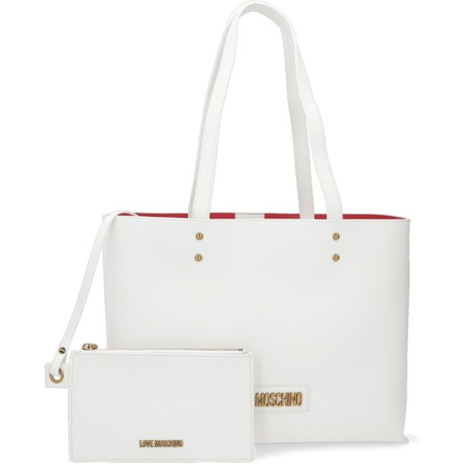 Shopper bag Love Moschino biała duża matowa z breloczkiem 