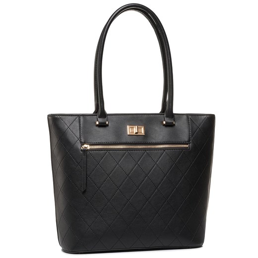 Shopper bag czarna elegancka bez dodatków na ramię 