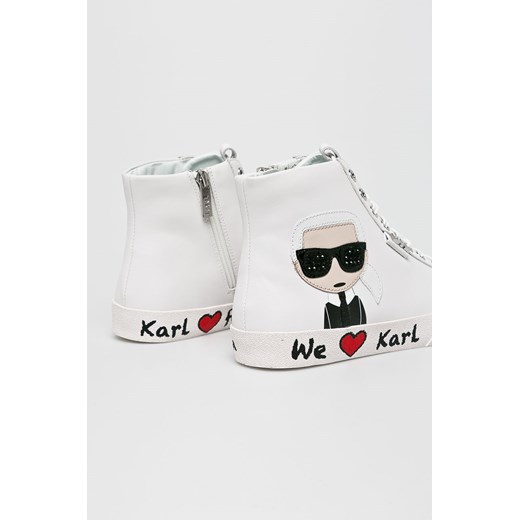 Karl Lagerfeld buty sportowe damskie na wiosnę białe na płaskiej podeszwie skórzane młodzieżowe 