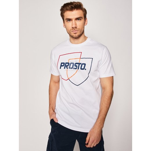 T-shirt męski Prosto. biały z krótkim rękawem z napisami 