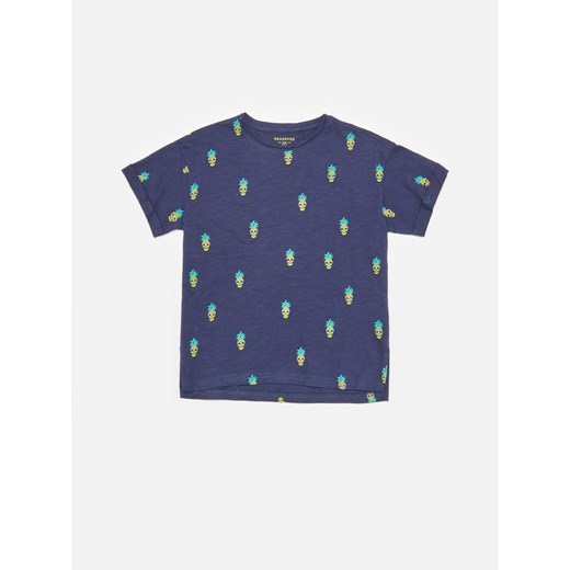 Reserved - Bawełniany t-shirt ze wzorem - Granatowy  Reserved 164 