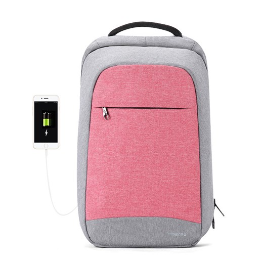 Antykradzieżowy plecak Tigernu na laptopa 15,6" T-B3335 z USB Kolor: szaro-różowy