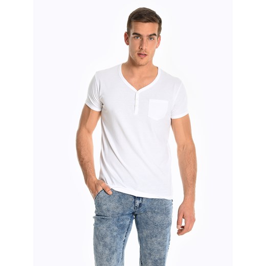 T-shirt męski Gate biały z krótkimi rękawami 