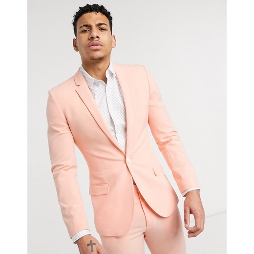 ASOS DESIGN – Bluza o bardzo obcisłym kroju z materiału rozciągliwego w czterech kierunkach w kolorze brzoskwiniowym o neonowym odcieniu-Różowy