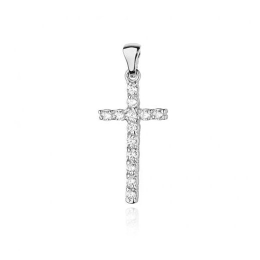 Biżuteria SAXO 14K Zawieszka krzyżyk 0,39ct K-6 Biale Złoto z diamentem