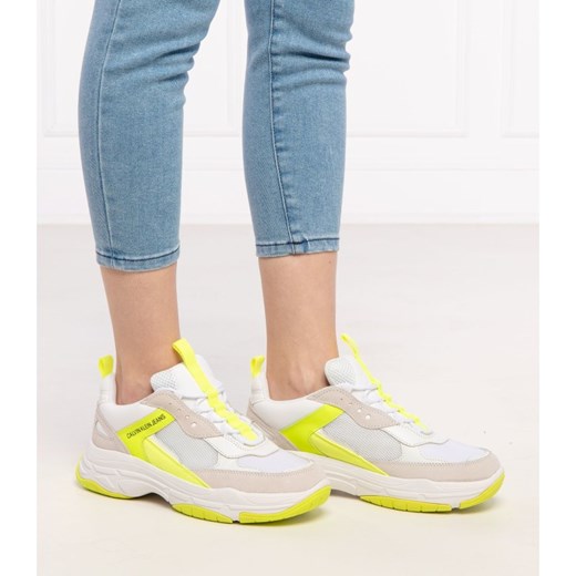 Buty sportowe damskie Calvin Klein sznurowane ze skóry na wiosnę bez wzorów 