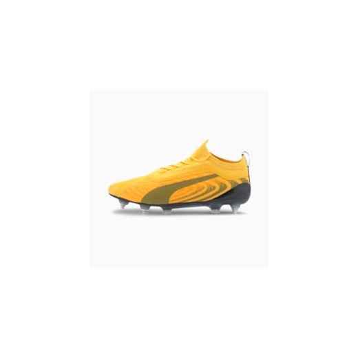 Żółte buty sportowe damskie Puma płaskie wiązane skórzane bez wzorów 
