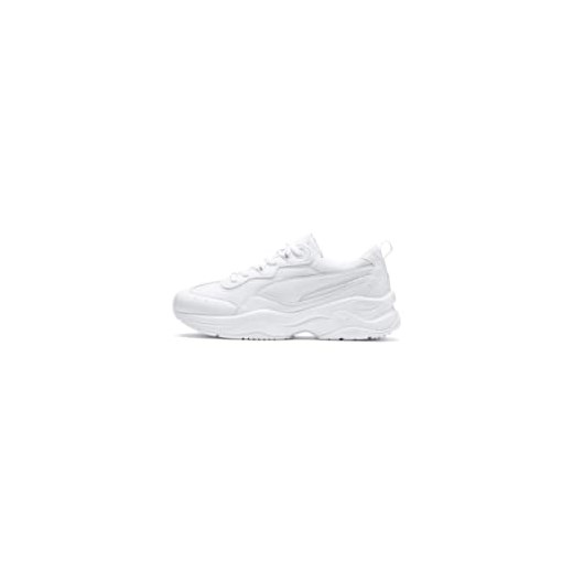 Buty sportowe damskie Puma w stylu casual w młodzieżowym białe sznurowane płaskie bez wzorów