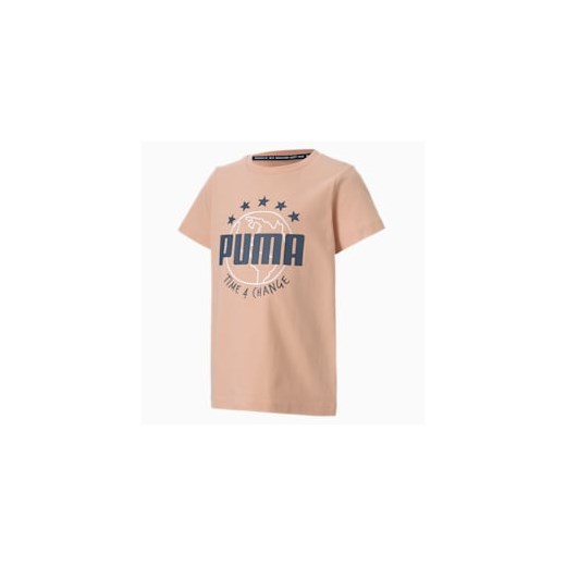 T-shirt chłopięce brązowy Puma z krótkim rękawem 