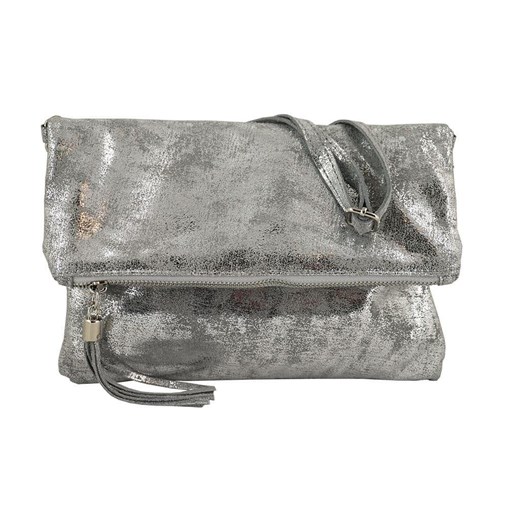 Modne torebki listonoszki ze skóry metalizowanej - Barberini's - Granatowy