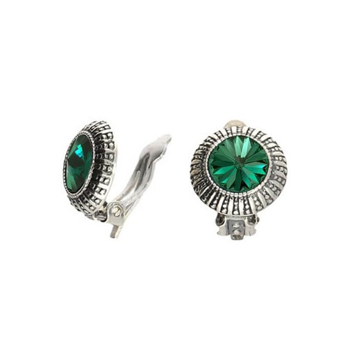 Srebrne klipsy z kryształami Swarovski KL 1850 : Kolor - Emerald