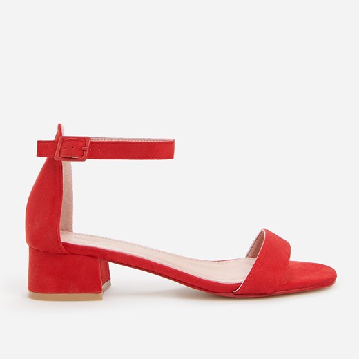 Sandały damskie Reserved czerwone bez wzorów na lato na obcasie eleganckie 