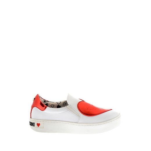 Skórzane slippersy w kolorze biało-czerwonym
