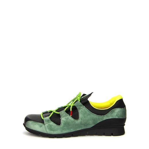 Skórzane sneakersy "Menscha" w kolorze czarno-zielonym